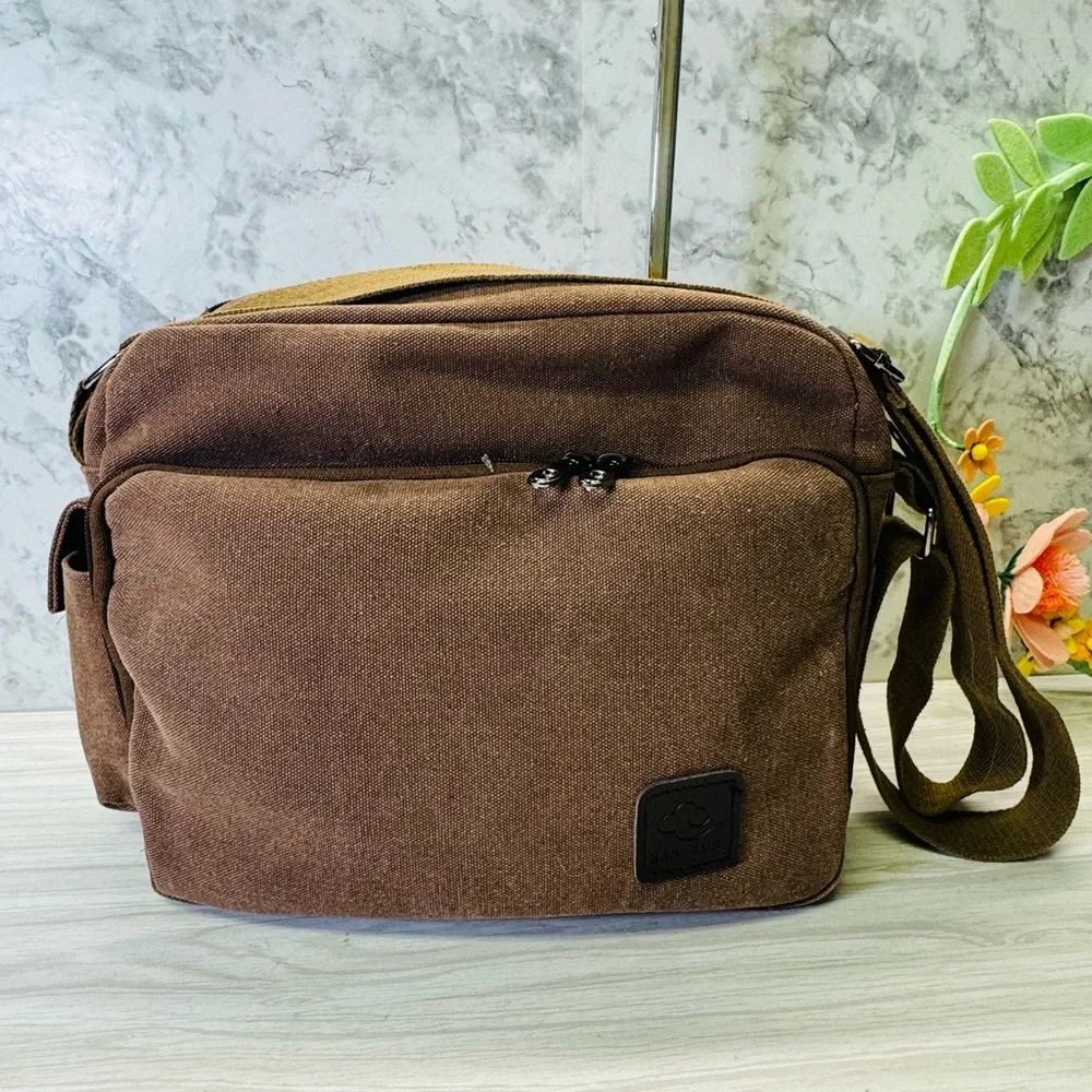 Han Yun Canvas Handbags Shoulder Bag Mens Brown